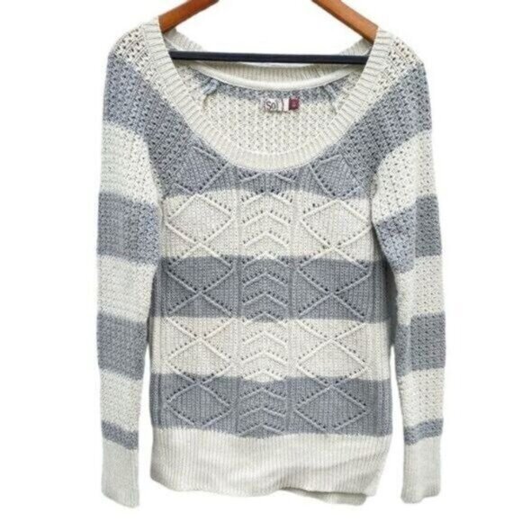 Women’s Striped Cable Knit Sweater - Picture 1 of 11